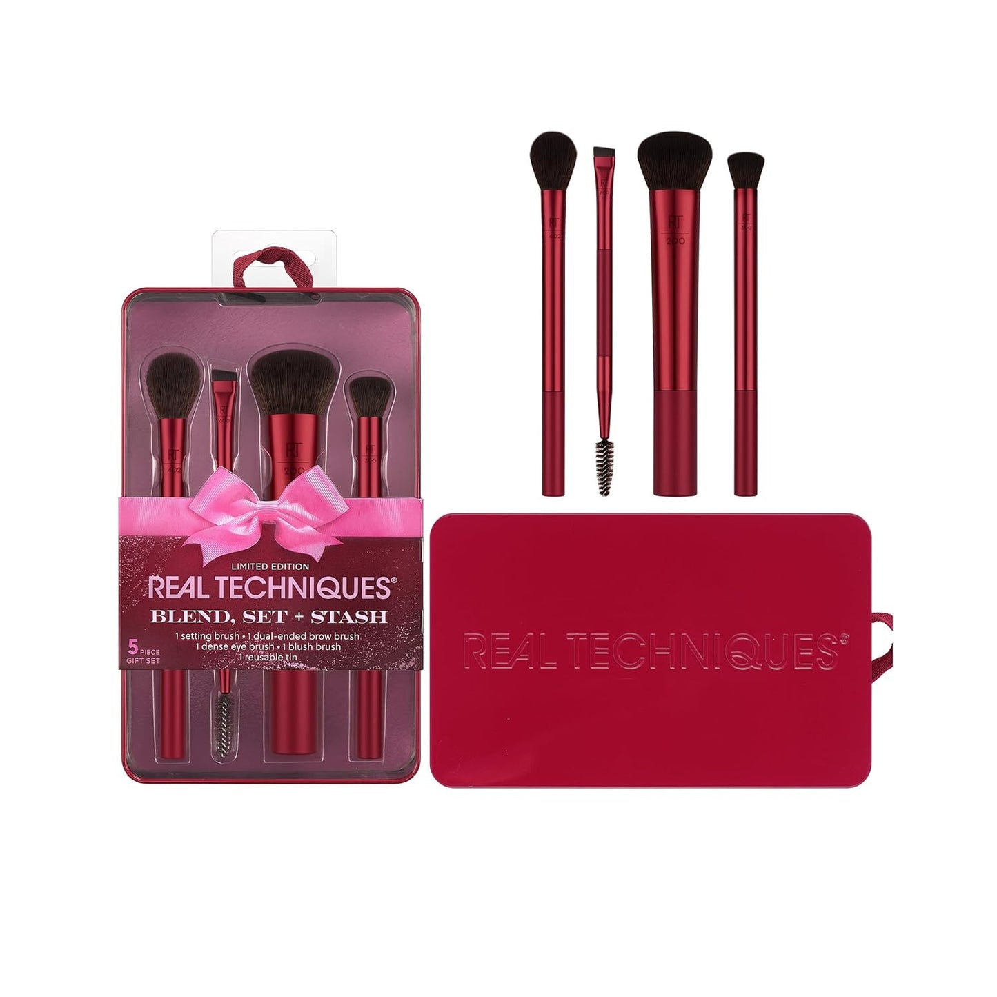 Blend, Set + Stash 5 Piece Holiday Makeup Brush Set with Storage Tin - Bajo Pedido