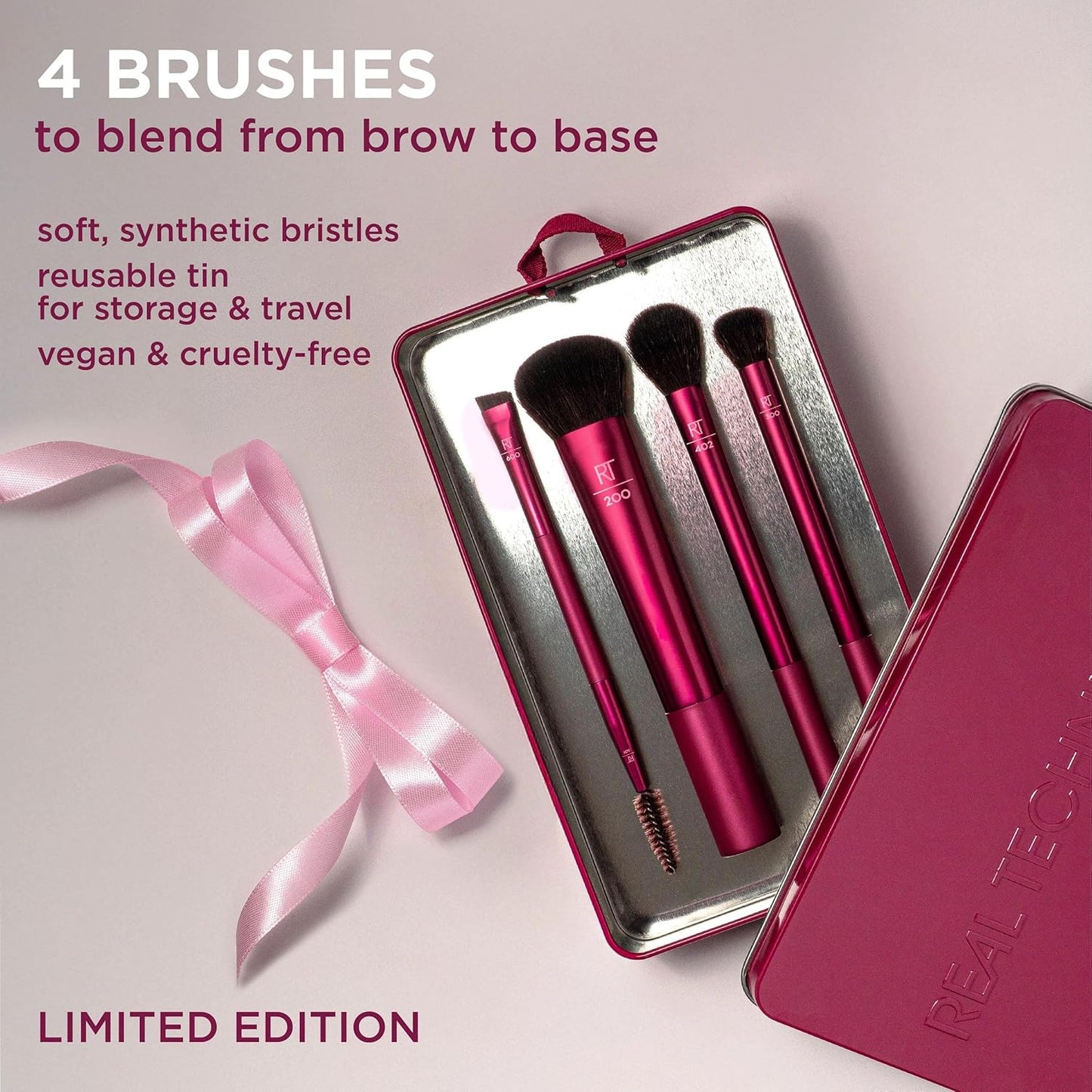 Blend, Set + Stash 5 Piece Holiday Makeup Brush Set with Storage Tin - Bajo Pedido