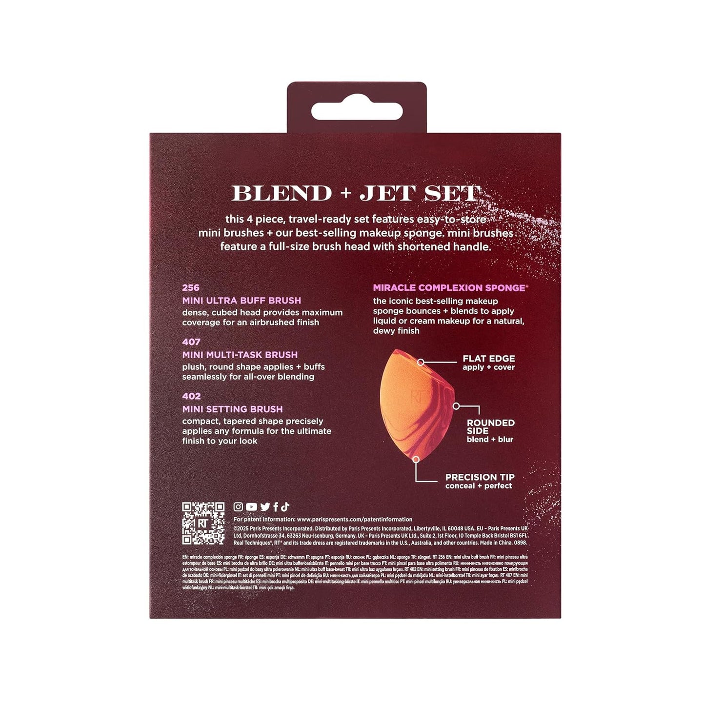 Blend + Jet Set Travel Makeup Brush & Sponge Set, 4 Piece Mini Holiday Gift - Bajo Pedido