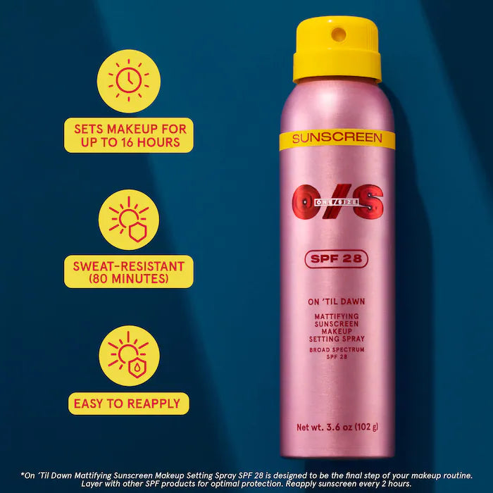 On 'Til Dawn Mattifying Sunscreen Makeup Setting Spray SPF 28 - Sephora Sale