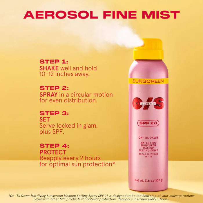 On 'Til Dawn Mattifying Sunscreen Makeup Setting Spray SPF 28 - Sephora Sale