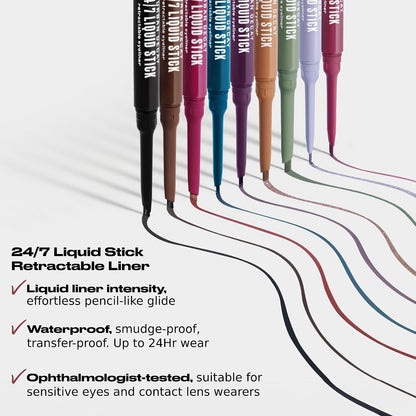 24/7 Liquid Stick Retractable Waterproof Eyeliner + Brush - Bajo Pedido
