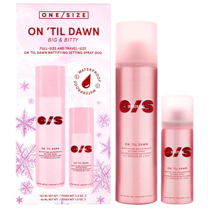 ONE/SIZE by Patrick Starrr 
On 'Til Dawn Mattifying Waterproof Setting Spray Big & Bitty Duo Guatemala