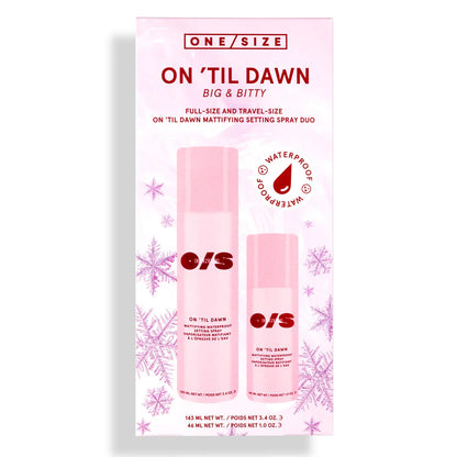 ONE/SIZE by Patrick Starrr 
On 'Til Dawn Mattifying Waterproof Setting Spray Big & Bitty Duo Guatemala