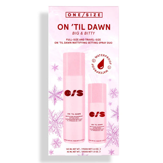 ONE/SIZE by Patrick Starrr 
On 'Til Dawn Mattifying Waterproof Setting Spray Big & Bitty Duo Guatemala