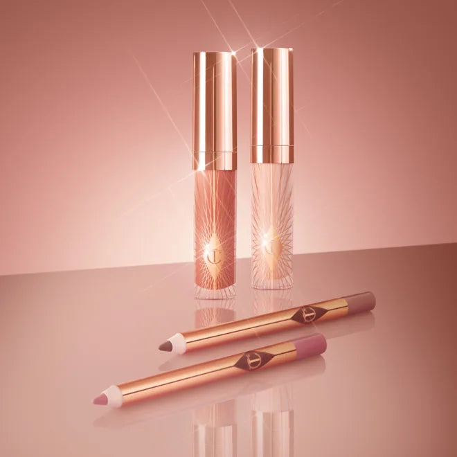 Mini Glossy Pink Lip Gloss + Lip Liner Set - Bajo Pedido
