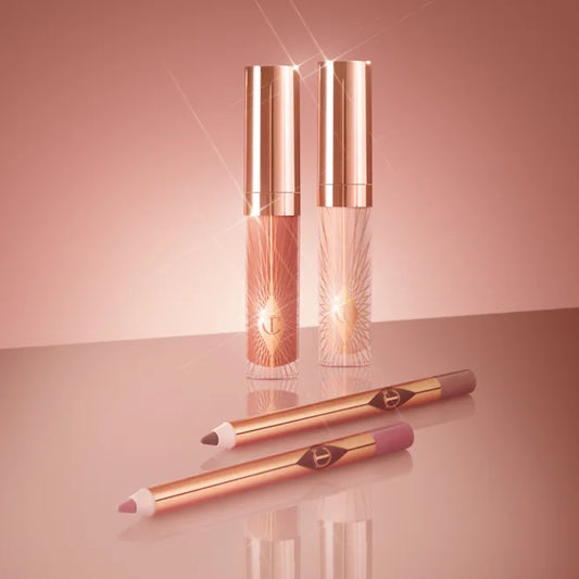 Mini Glossy Pink Lip Gloss + Lip Liner Set - Bajo Pedido