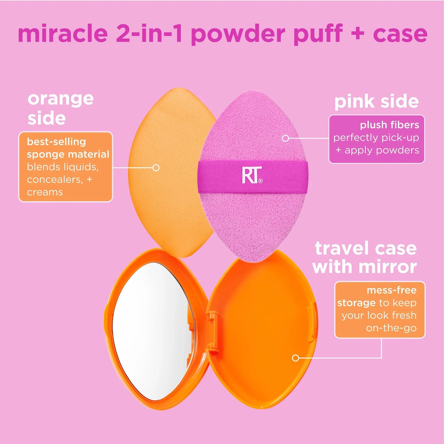 Miracle 2-In-1 Powder Puff + Travel Case - Bajo Pedido