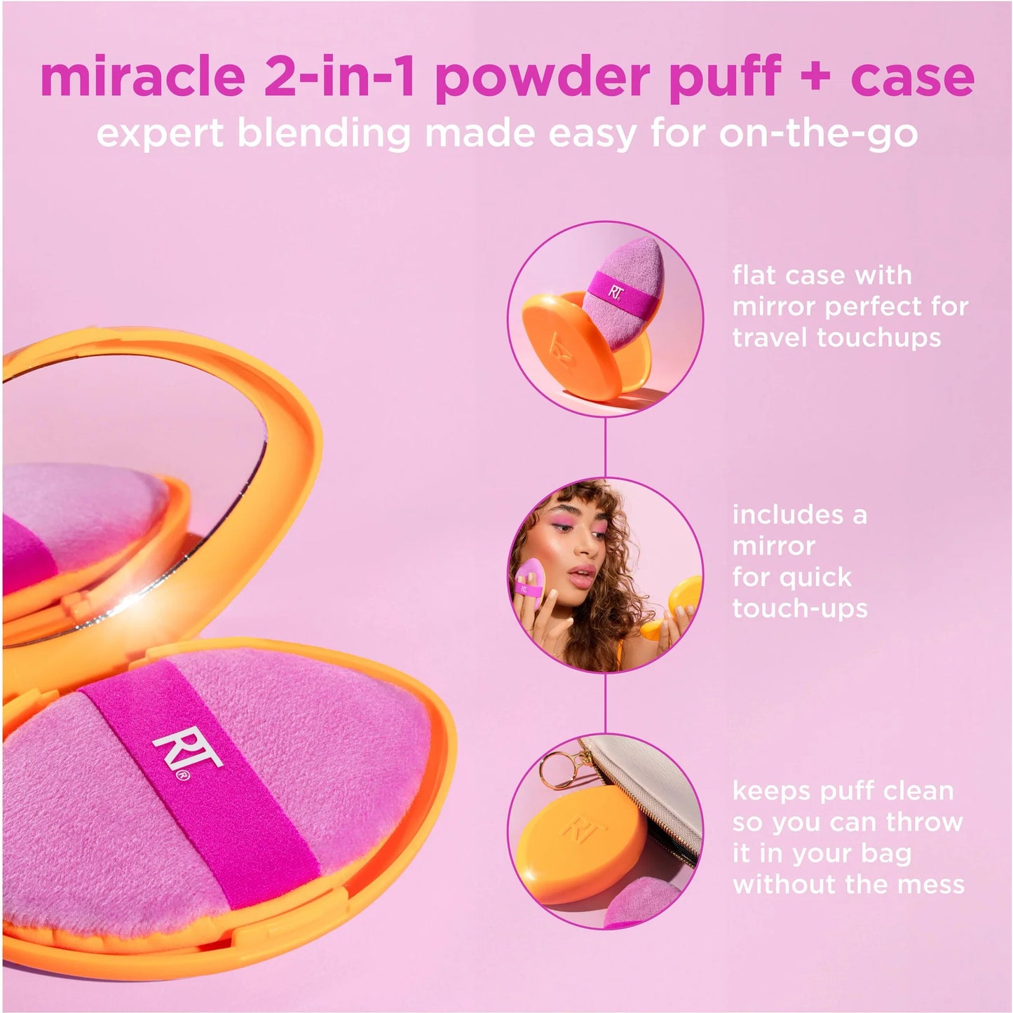Miracle 2-In-1 Powder Puff + Travel Case - Bajo Pedido