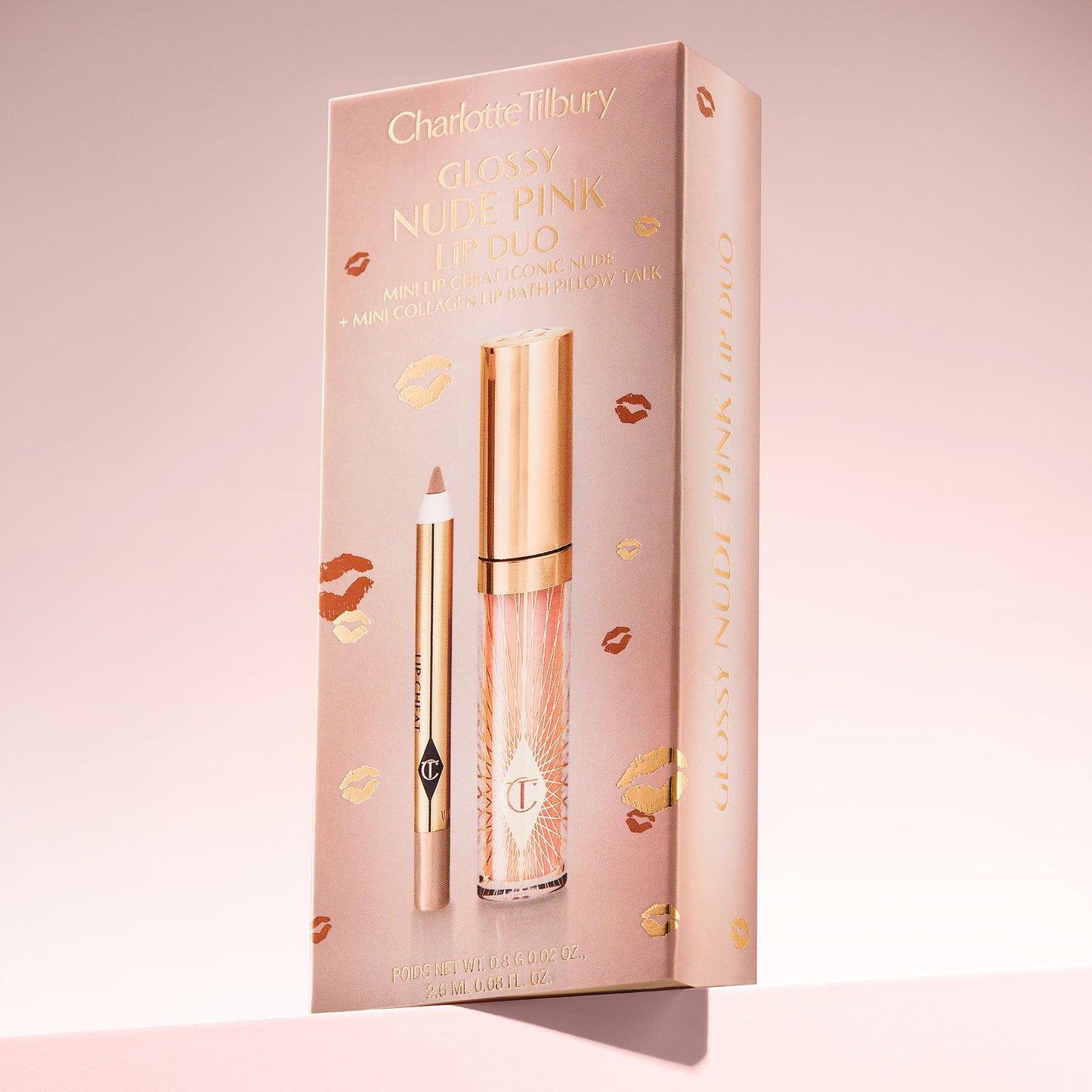 Mini Glossy Pink Lip Gloss + Lip Liner Set - Bajo Pedido