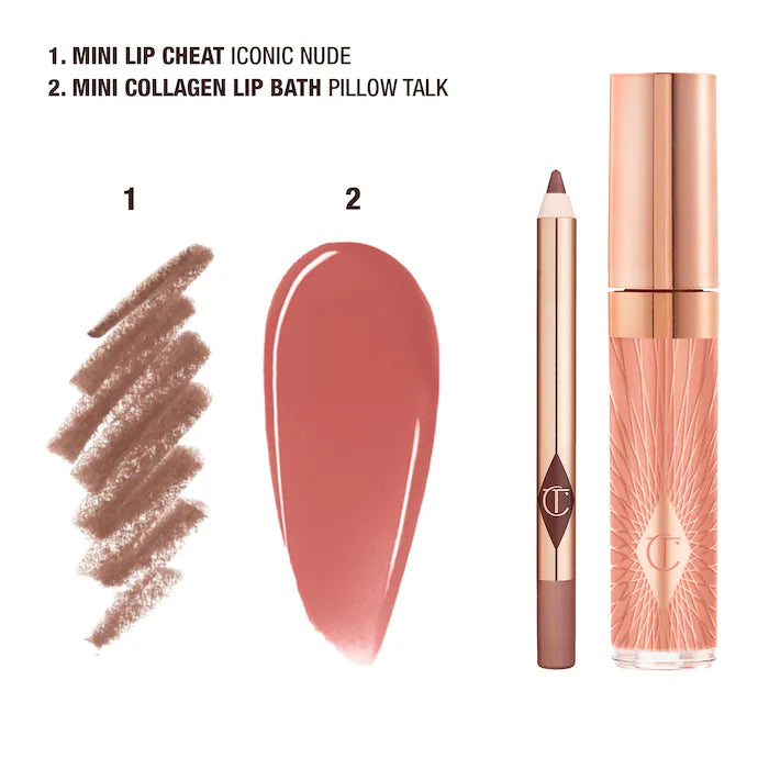 Mini Glossy Pink Lip Gloss + Lip Liner Set - Bajo Pedido