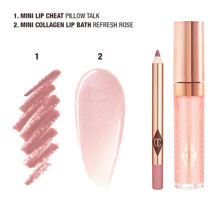 Mini Glossy Pink Lip Gloss + Lip Liner Set - Bajo Pedido