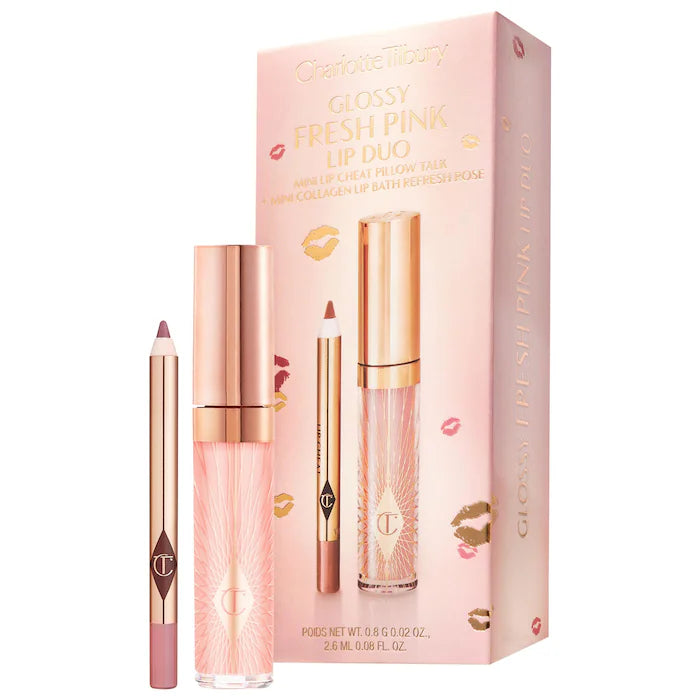 Mini Glossy Pink Lip Gloss + Lip Liner Set - Bajo Pedido