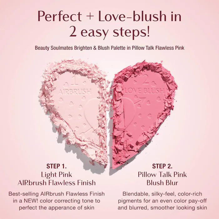 Pillow Talk Beauty Soulmates Airbrush Flawless Finish Brightening and Blush Powder Palette - Bajo Pedido