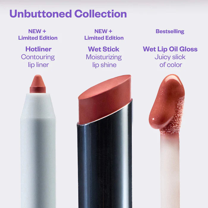 Unbuttoned Lip Liner, Lipstick, and Gloss Gift Set - Bajo Pedido