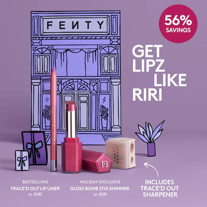 Lipz Like Riri 2-Piece Lip + Sharpener Makeup Gift Set - Bajo Pedido