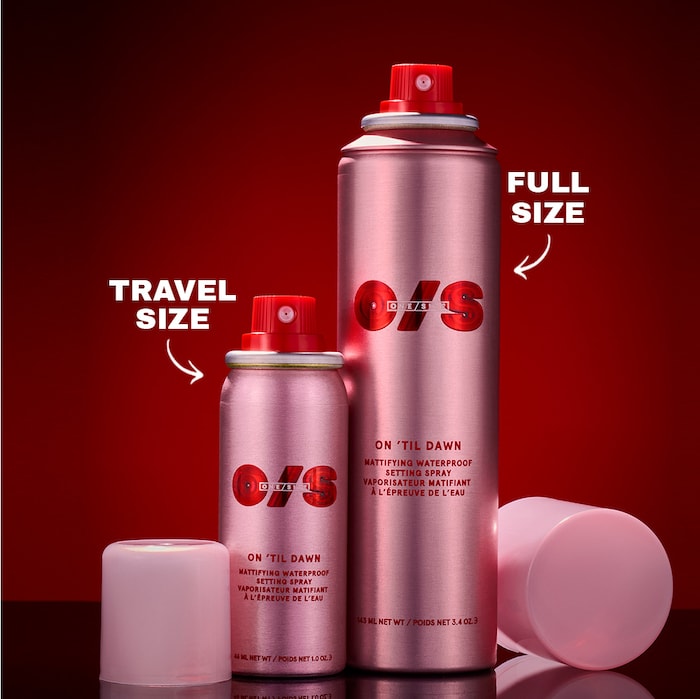 ONE/SIZE by Patrick Starrr 
On 'Til Dawn Mattifying Waterproof Setting Spray Big & Bitty Duo Guatemala