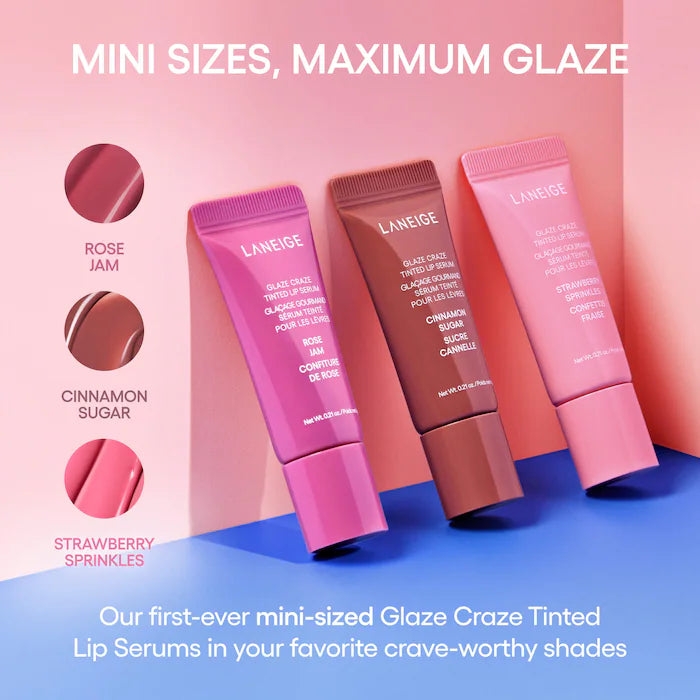 Glassy Lip Minis 3 Pc. Glaze Craze Tinted Peptide Lip Serum Gift Set - Bajo Pedido