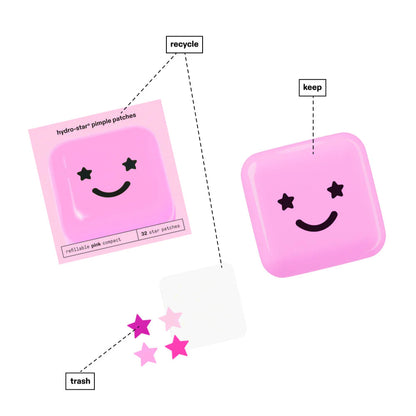 Parches de estrella para el acne rosados en caja refilleable con espejo marca starface Guatemala 